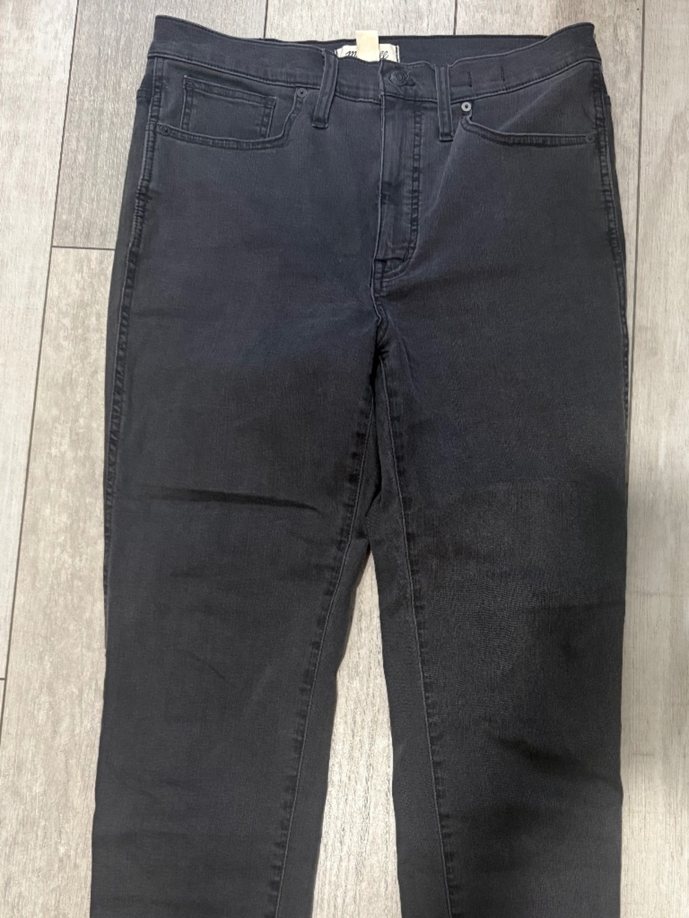 Madewell Stovepipe Jeans 30T Tall Black Raw Hem High Rise - Banberry Wash
